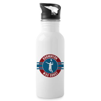 Badminton Team Mannschaft Spieler Spiel Federball - Trinkflasche mit integriertem Trinkhalm - Weiß - Rechts