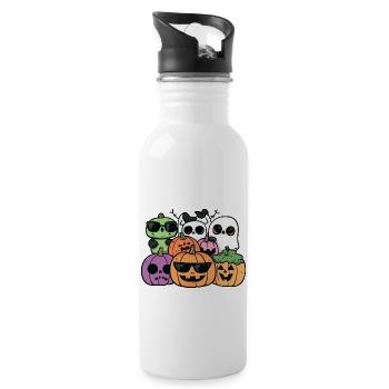 Halloween Party Figuren Sonnenbrille - Trinkflasche mit integriertem Trinkhalm - Weiß - Rechts