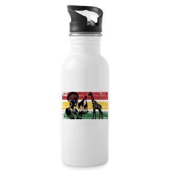 African giraffes in the panorama - Water bottle with straw - white - Right