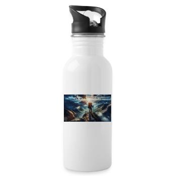 Hiker at the top - Water bottle with straw - white - Right