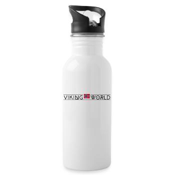 Welt der Wikinger - Trinkflasche mit integriertem Trinkhalm - Weiß - Rechts