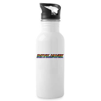 Reykjavik Rainbow LGBTQ Pride Month - Water bottle with straw - white - Right