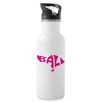 Bali Map Artistic Typography Design - Water bottle with straw - white - Right