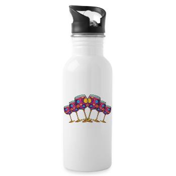 Weinglas Symbol Anstoßen - Trinkflasche mit integriertem Trinkhalm - Weiß - Rechts