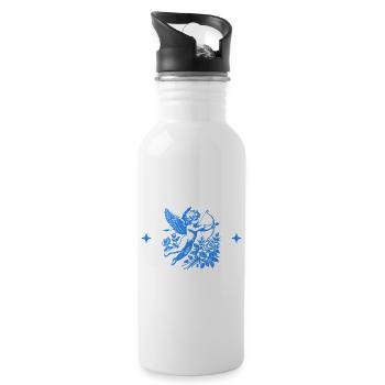 Cupid aux Fleurs Bleues - Gourde avec paille intégrée - blanc - Droite