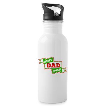 Bester Vater aller Zeiten - Trinkflasche mit integriertem Trinkhalm - Weiß - Rechts