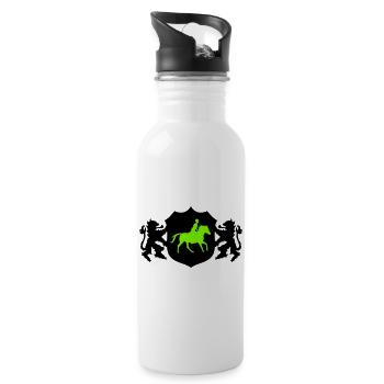 Horses Rider Coat of Arms - Water bottle with straw - white - Right