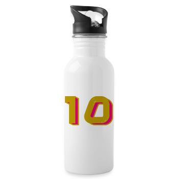 10. 10 YEARS. 10th ANNIVERSARY. 10 YEAR ANNIVERSARY. - Water bottle with straw - white - Right