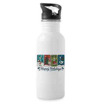 Gans Weihnachten Lustiger Weihnachtsmann Frohe Feiertage - Trinkflasche mit integriertem Trinkhalm - Weiß - Rechts