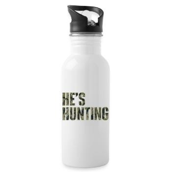 He's Hunting Wife Of A Proud Hunter - Water bottle with straw - white - Right