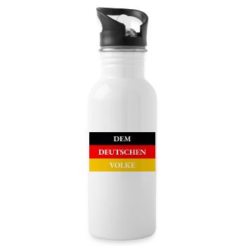 DEM DEUTSCHEN VOLKE Flagge - Trinkflasche mit integriertem Trinkhalm - Weiß - Rechts