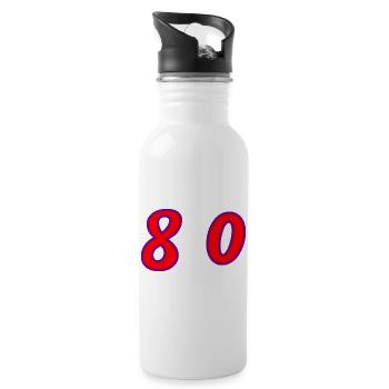 80. 80 JAHRE. 80. JUBILÄUM. 80-JAHRES-JUBILÄUM. - Trinkflasche mit integriertem Trinkhalm - Weiß - Rechts