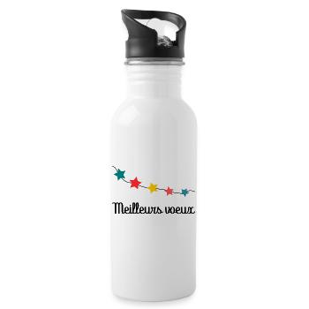 HAPPY NEW YEAR. NEW YEAR'S EVE. BEST WISHES - Water bottle with straw - white - Right