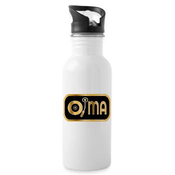 Schallplatte Musik Oma - Trinkflasche mit integriertem Trinkhalm - Weiß - Rechts