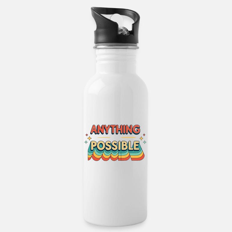 Anything Possible Retro Waves - Water bottle with straw - white