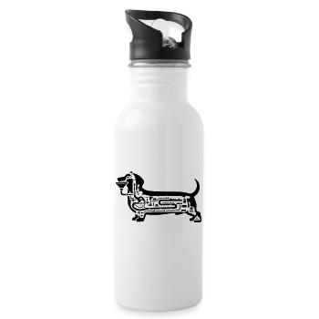 Dachshund Digestion Dog Art - Water bottle with straw - white - Right