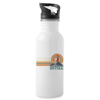 Insel USEDOM OSTSEE Urlaub Leuchtturm Lustig - Trinkflasche mit integriertem Trinkhalm - Weiß - Rechts
