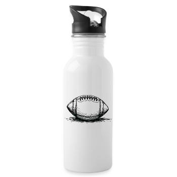 Vintage American Football Ball Sportsman - Water bottle with straw - white - Right