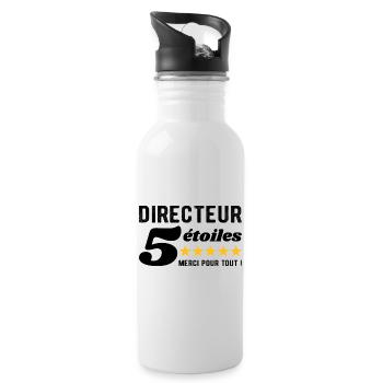 Cadeau Directeur 5 Étoiles - Merci pour tout ! - Gourde avec paille intégrée - blanc - Droite