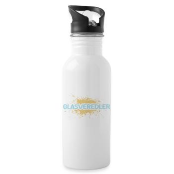 Gift for glass finisher - Water bottle with straw - white - Right