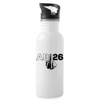 ABI 2026 Mittelfinger Abitur - Geschenk - Trinkflasche mit integriertem Trinkhalm - Weiß - Rechts