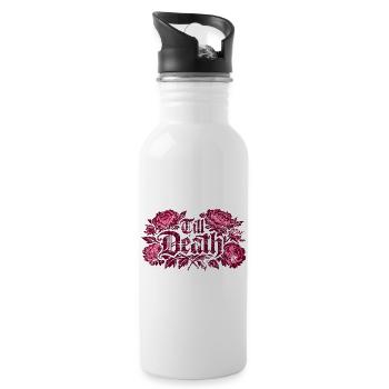 Till Death Florale Gothic | Valentine's Day - Water bottle with straw - white - Right