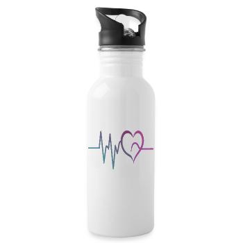 Gradient ECG Heart - Water bottle with straw - white - Right