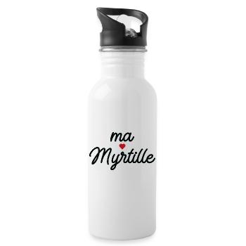 My Blueberry (Love) Heart Script - Water bottle with straw - white - Right