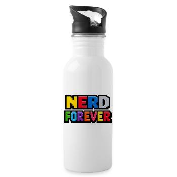 Nerd Forever – Pixel Art Rétro Gaming - Gourde avec paille intégrée - blanc - Droite