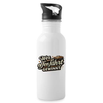 Who drives with the top down wins Retro Cabrio Saying - Water bottle with straw - white - Right