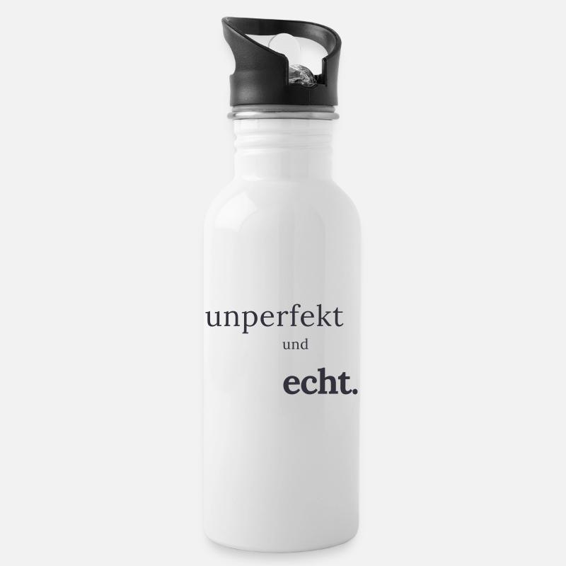 unperfekt und echt - Trinkflasche mit integriertem Trinkhalm - Weiß