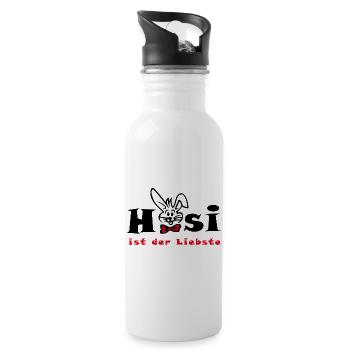 Hasi ist der Liebste Ostern - Trinkflasche mit integriertem Trinkhalm - Weiß - Rechts