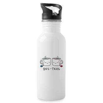 Bes-Teas – Funny Tea Pun Design - Water bottle with straw - white - Right