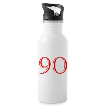 90. 90 YEARS. 90th ANNIVERSARY. 90 YEARS ANNIVERSARY. - Water bottle with straw - white - Right