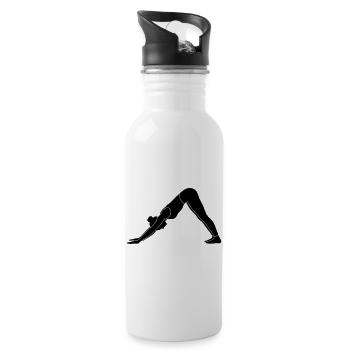 Silhouette de yoga canin face vers le bas - Gourde avec paille intégrée - blanc - Droite