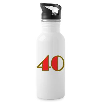 40. 40 YEARS. 40th ANNIVERSARY. 40 YEARS ANNIVERSARY. - Water bottle with straw - white - Right