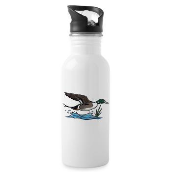 Northern Pintail in Flight Wild Nature - Water bottle with straw - white - Right