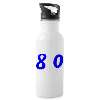 80. 80 JAHRE. 80. JUBILÄUM. 80-JAHRES-JUBILÄUM. - Trinkflasche mit integriertem Trinkhalm - Weiß - Rechts