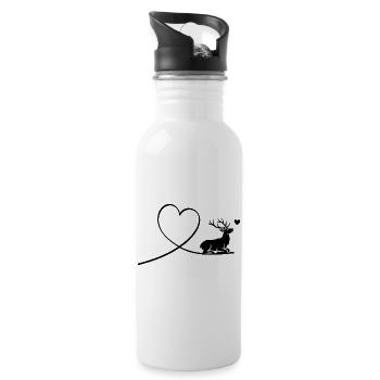 Deer Love - Water bottle with straw - white - Right