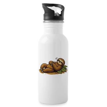 Sloth in tropical rest - Water bottle with straw - white - Right