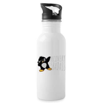 Recovery Is Badass Pinguin Dabbing Dab Dance Pose - Trinkflasche mit integriertem Trinkhalm - Weiß - Rechts