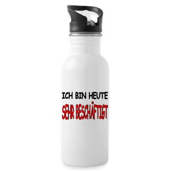 Beschäftigt - Trinkflasche mit integriertem Trinkhalm - Weiß - Rechts