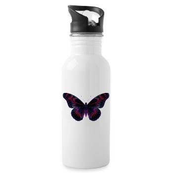 Papillon néon holographique - Gourde avec paille intégrée - blanc - Droite