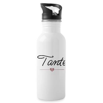 Meilleure tante au cœur – Cadeau familial - Gourde avec paille intégrée - blanc - Droite