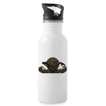 Steampunk-Wal mit Edelsteinen - Trinkflasche mit integriertem Trinkhalm - Weiß - Rechts