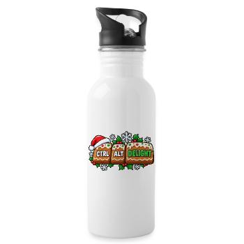 Ctrl Alt Delight Weihnachtsdesign - Trinkflasche mit integriertem Trinkhalm - Weiß - Rechts