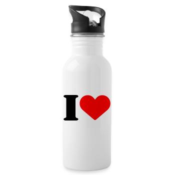 I LOVE - Trinkflasche mit integriertem Trinkhalm - Weiß - Rechts