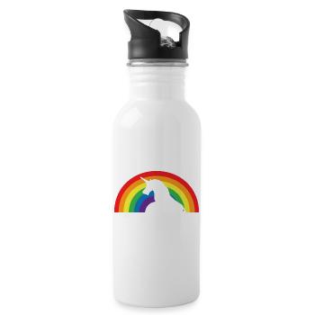 Unicorn and Rainbow - Water bottle with straw - white - Right