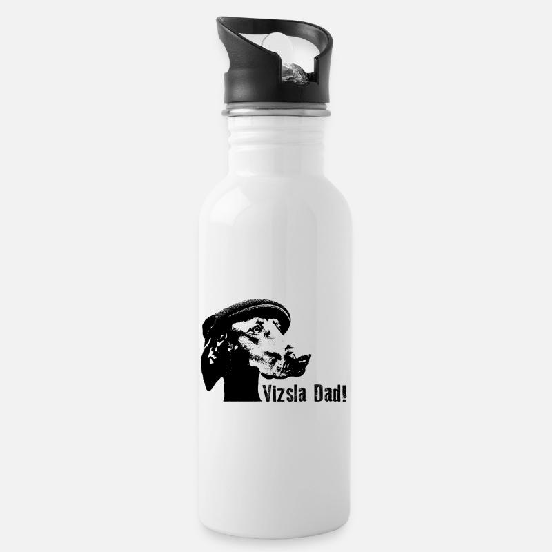 Magyar Vizsla Dad - Trinkflasche mit integriertem Trinkhalm - Weiß