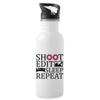 Funny Photographer Geschenk - Trinkflasche mit integriertem Trinkhalm - Weiß - Rechts